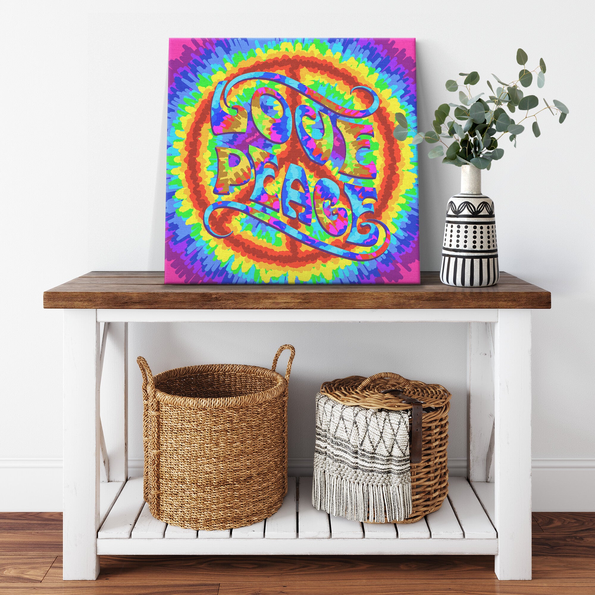 Hippie Love Peace Canvas Wall Art