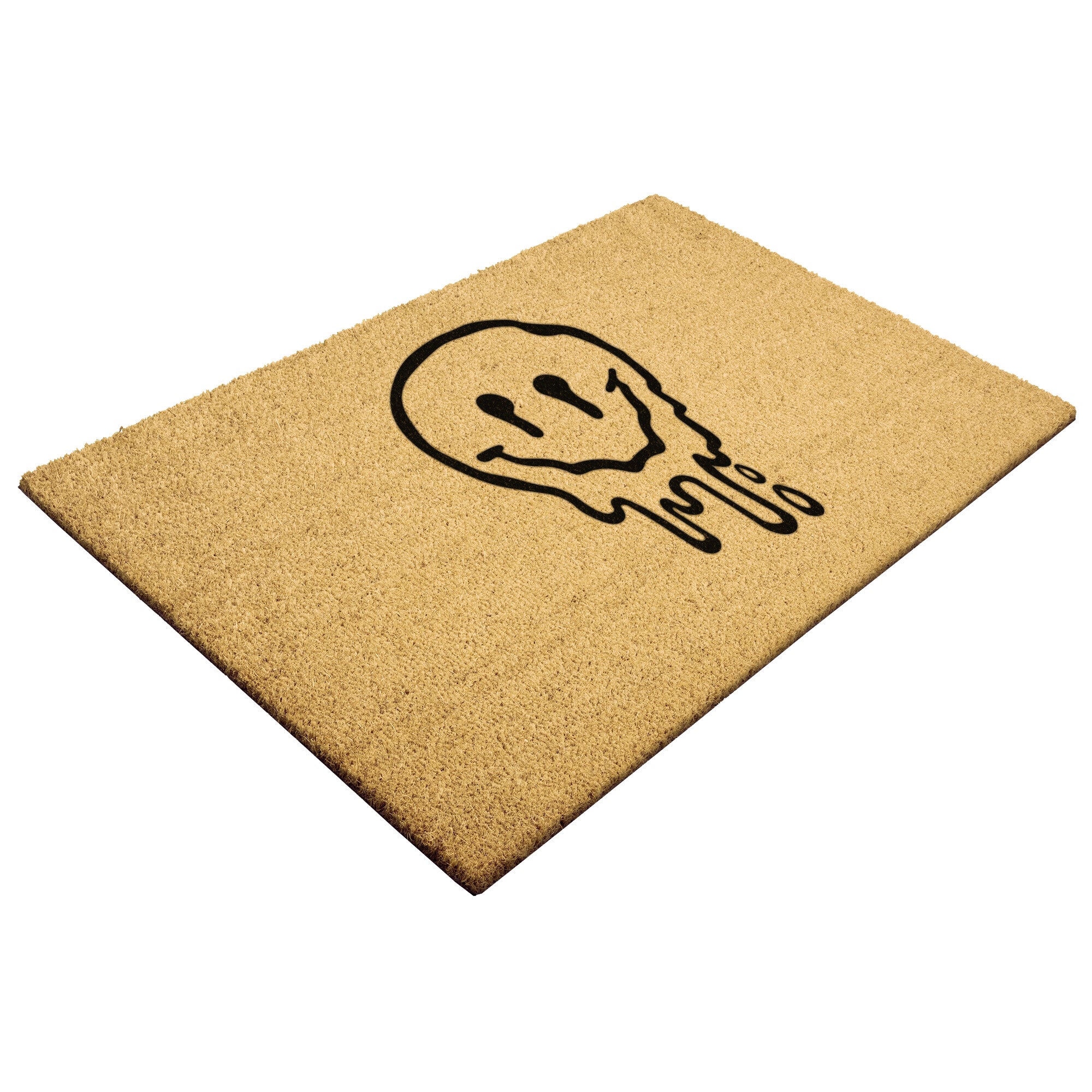 Melting Smiley Face Trippy Welcome Mat