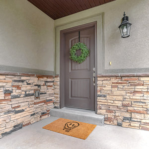 Melting Smiley Face Trippy Welcome Mat