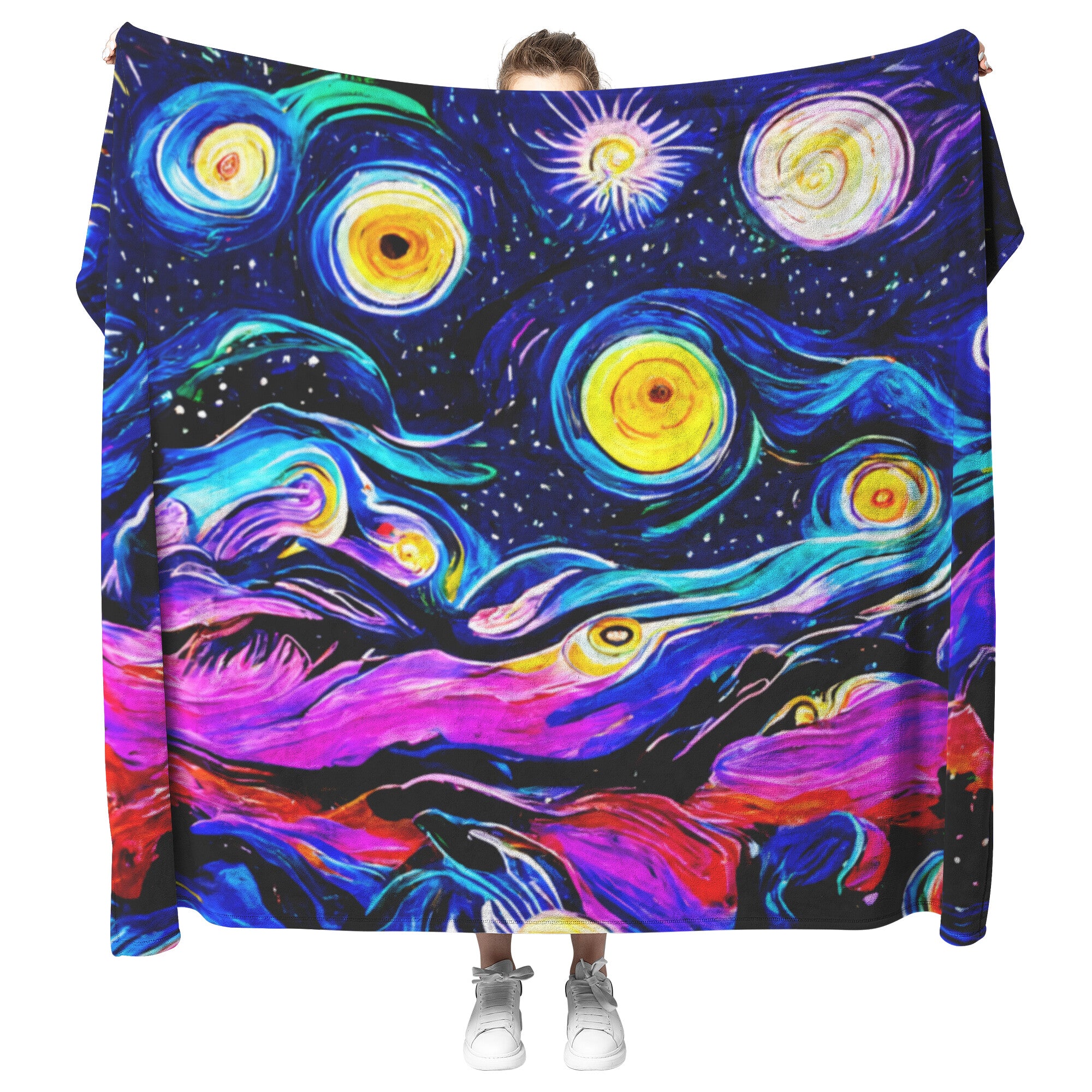 Trippy Starry Night Fleece Blanket