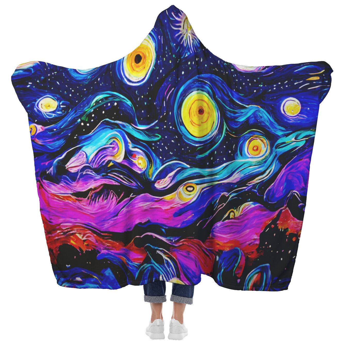 Trippy Starry Night Hooded Blanket