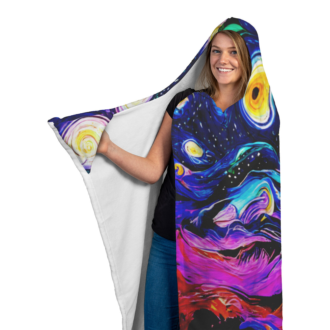 Trippy Starry Night Hooded Blanket