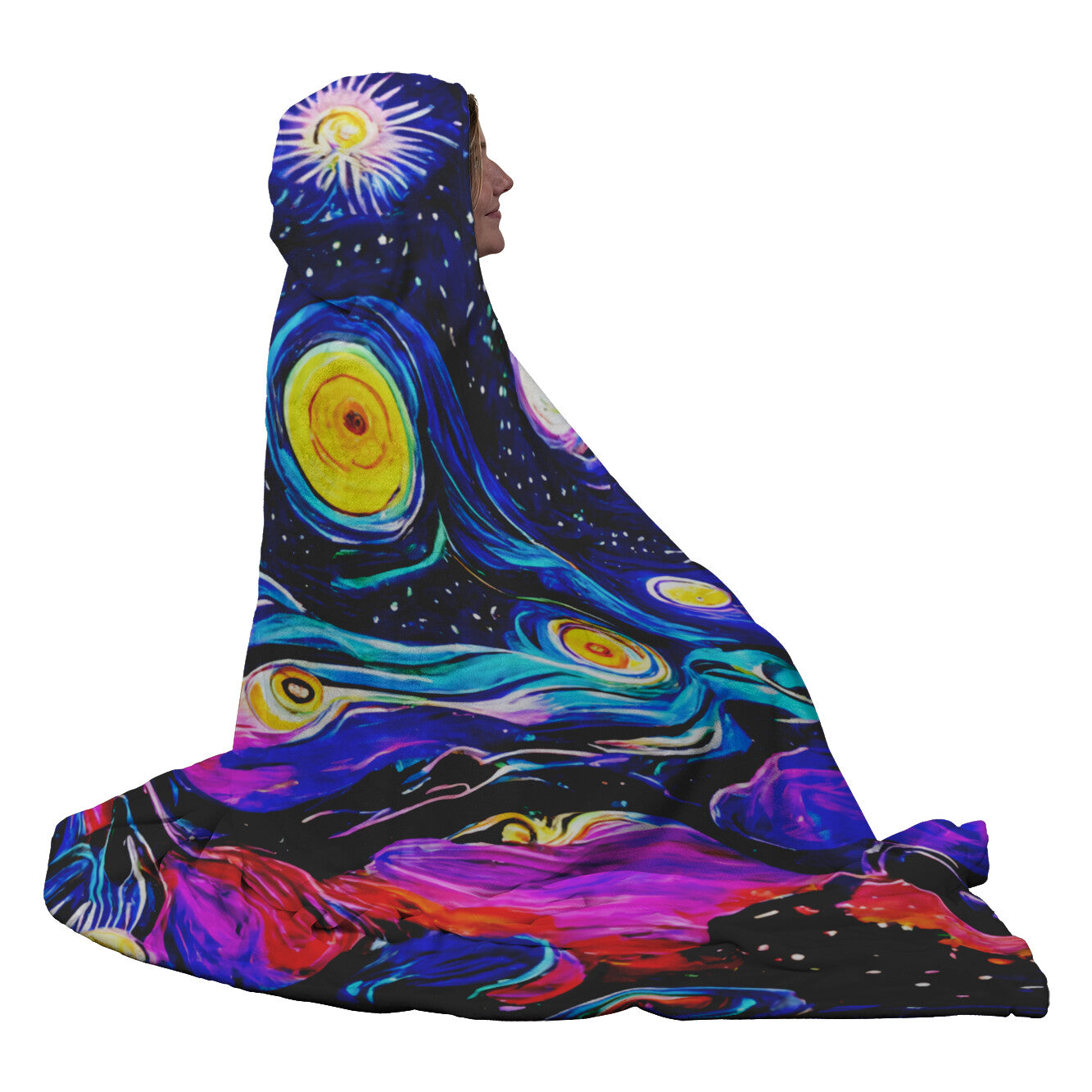 Trippy Starry Night Hooded Blanket