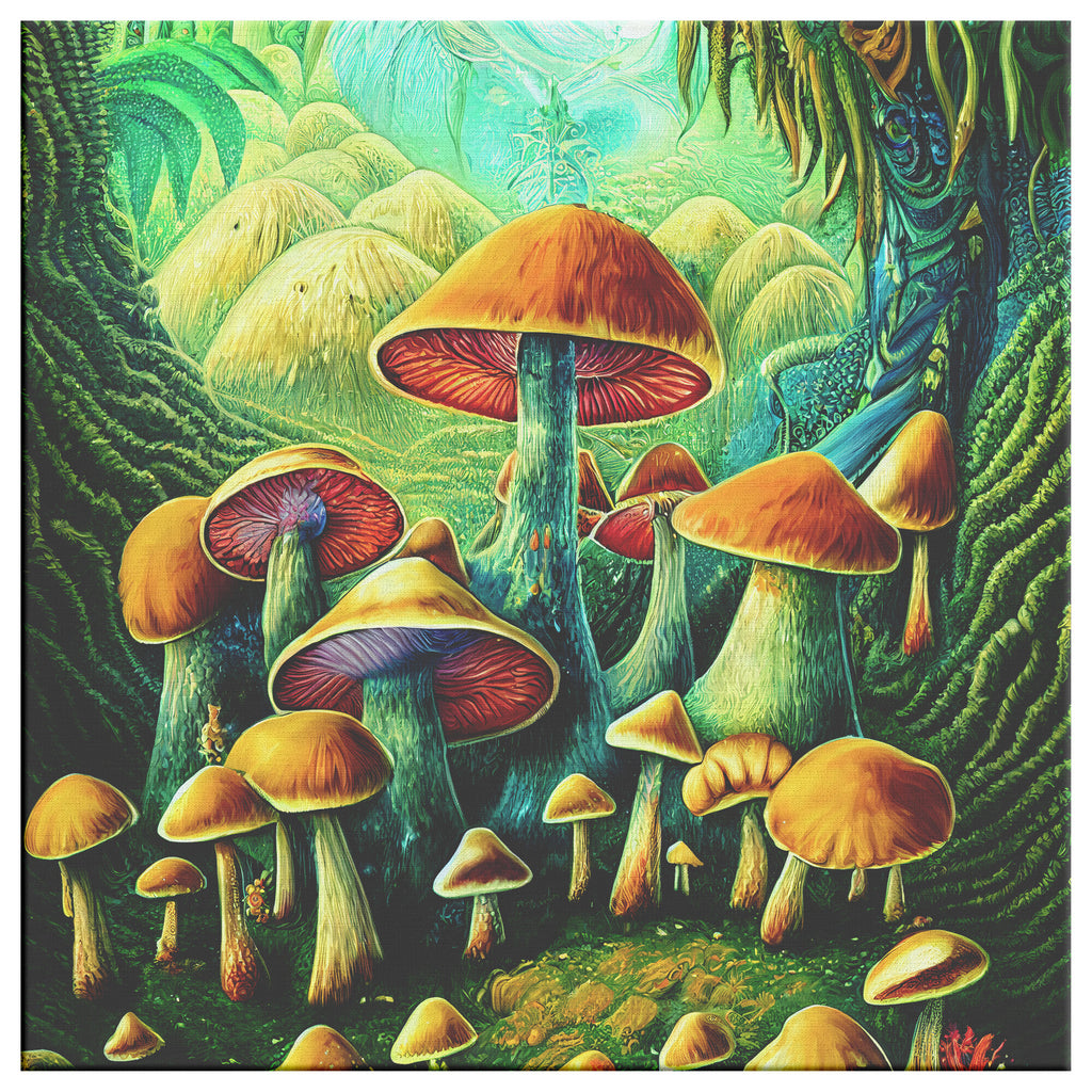 Tropical Mushroom Land Canvas Wall Art