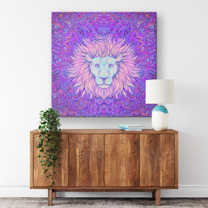 Vibrant Lion Head Canvas Wall Art