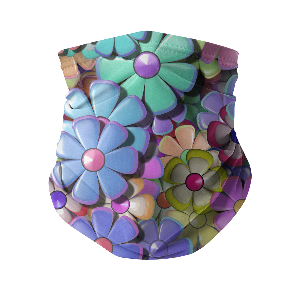 Hippie Flowers Neck Gaiter - Colorful Floral Design - Mind Gone