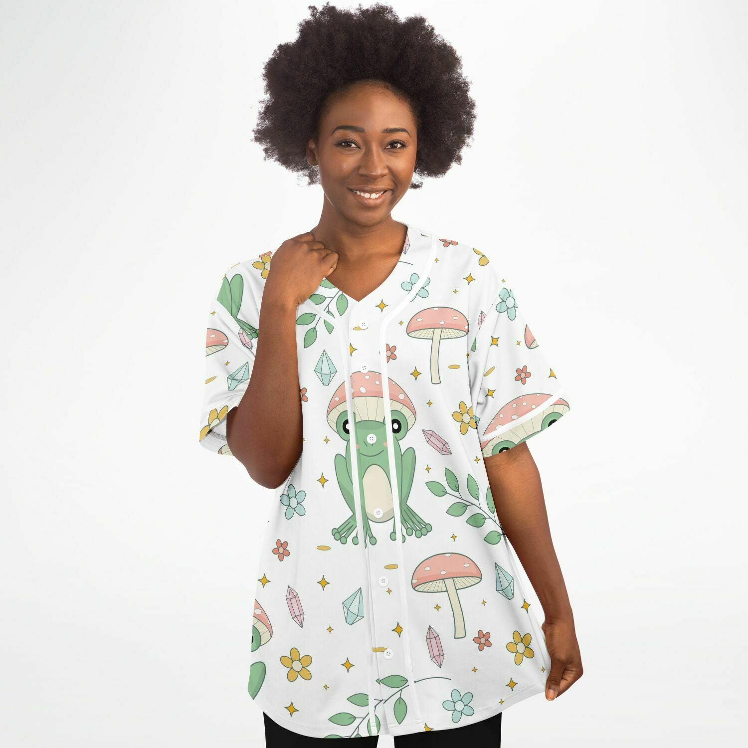 Boho Mushroom Froggy Baseball Jersey