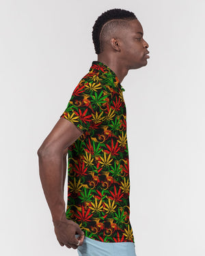 Rasta Ganja Men's Slim Fit Short Sleeve Polo