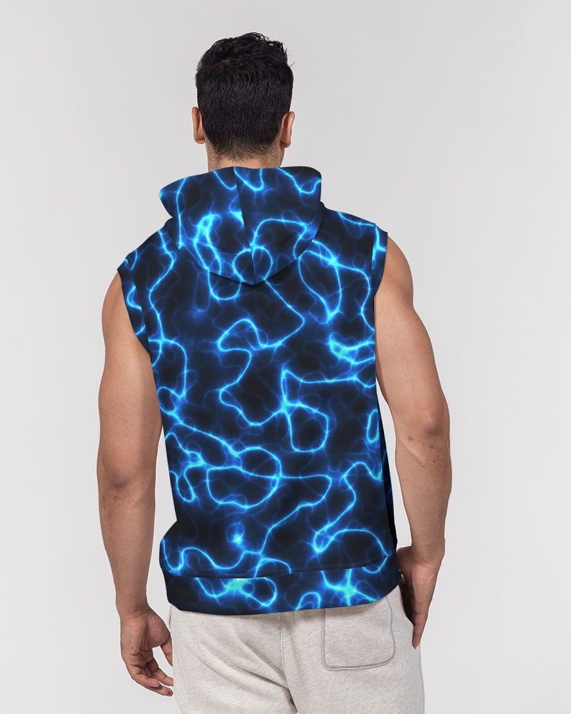 Electric Blue Lightning Men's Premium Heavyweight Sleeveless Hoodie