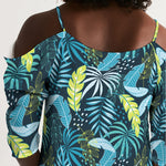 Tropical Flora Summer Women's Open Shoulder A-Line Dress