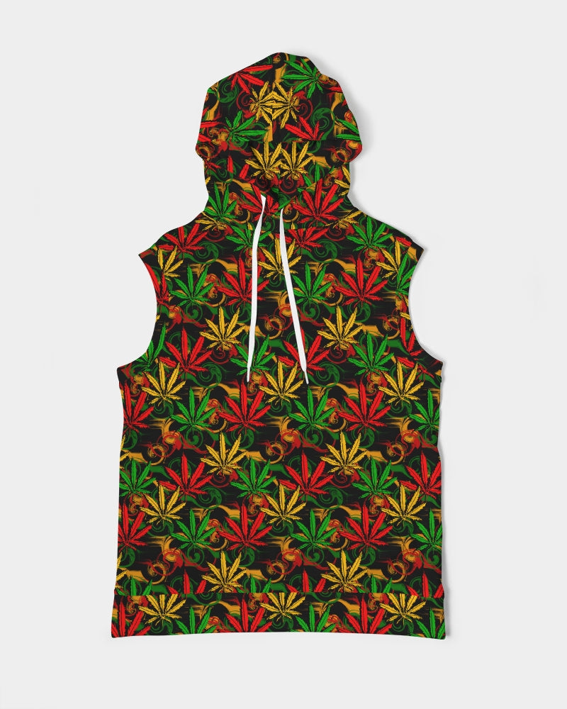 Rasta Ganja Men's Premium Heavyweight Sleeveless Hoodie