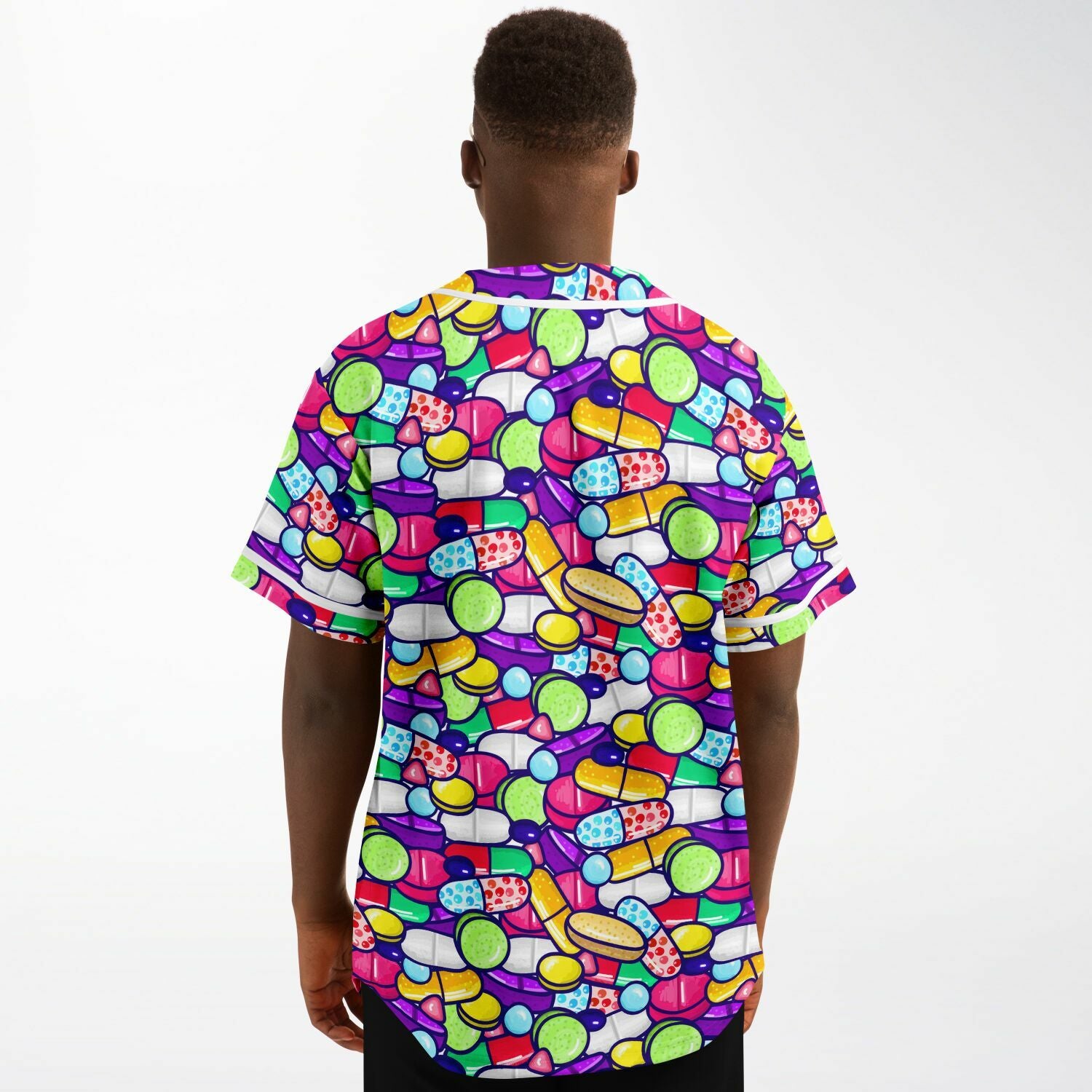 Trippy Colorful Pills EDM Baseball Jersey