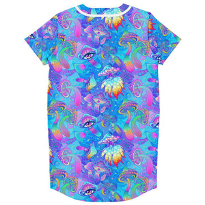 Blue Psychedelic Magic Mushrooms Female Festival Jersey Dress