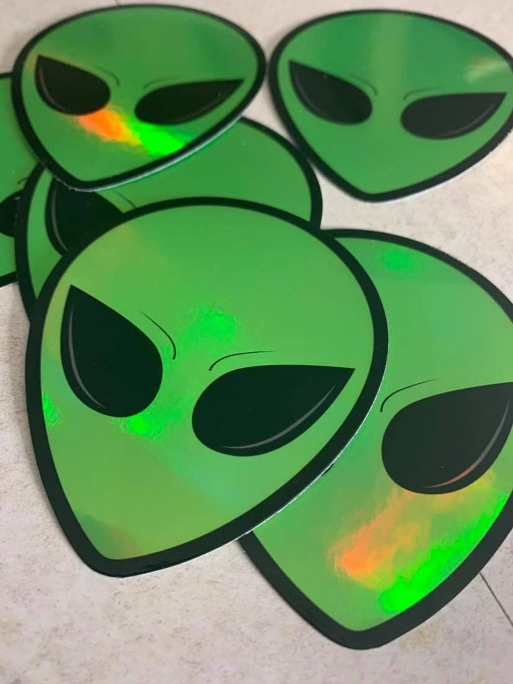Alien Head Holographic Die Cut Sticker
