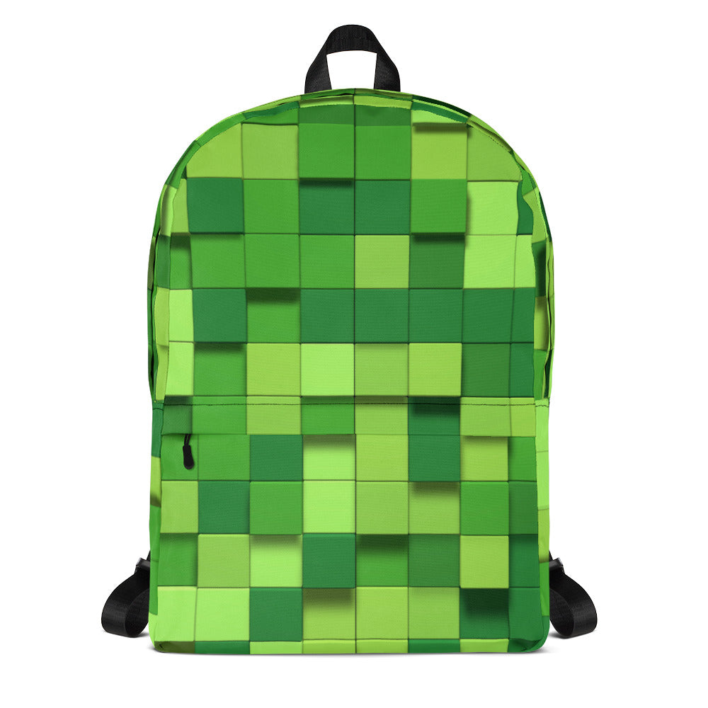 Video Gamer Backpack - Green Pixel Creeper Gaming Bag - Mind Gone