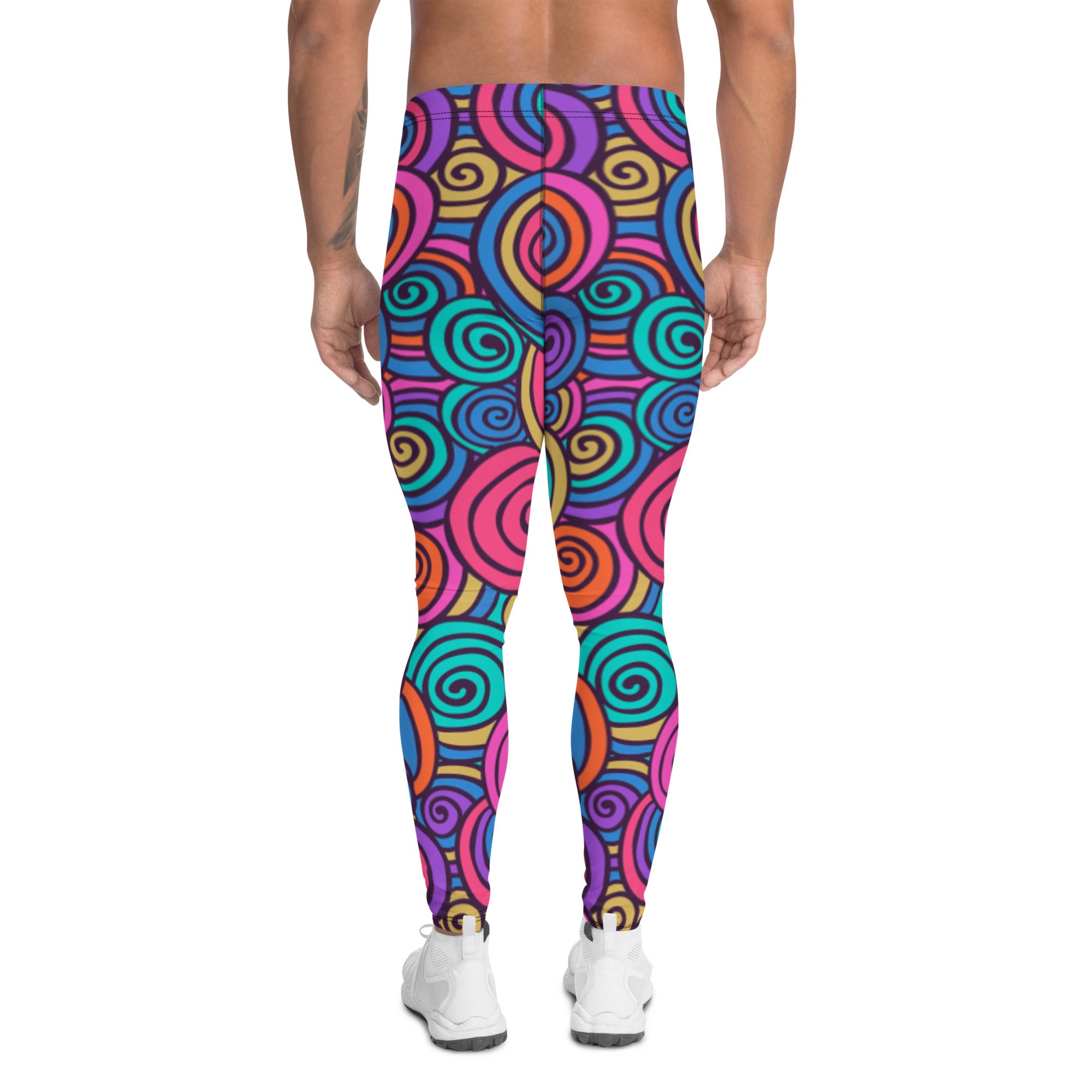 Hippie Trippy 70s Funky Swirls Men's Leggings