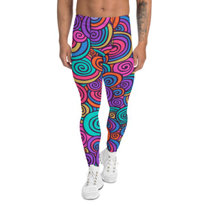 Hippie Trippy 70s Funky Swirls Men's Leggings