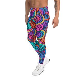 Hippie Trippy 70s Funky Swirls Men's Leggings