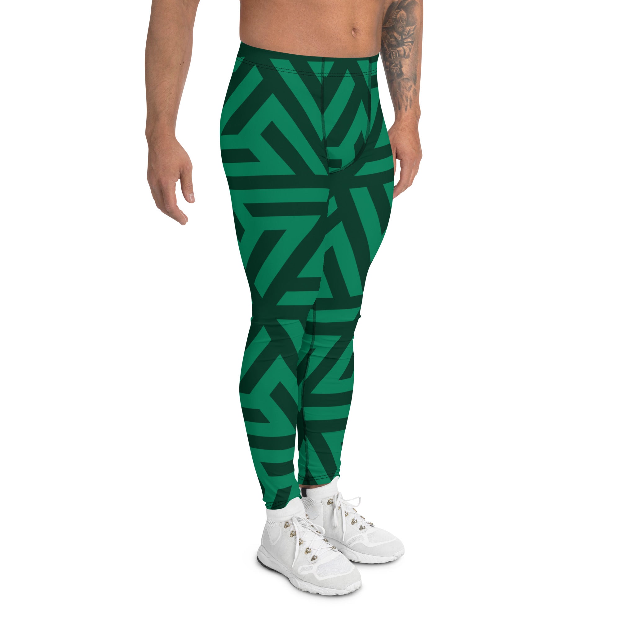 Green Crossover Men's Leggings