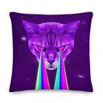 Trippy Purple Cat Laser Beams Premium Pillow - Mind Gone