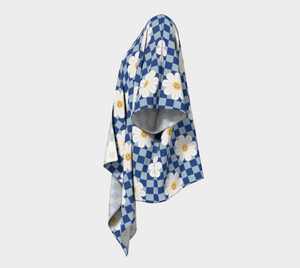 Happy Flowers Checker Draped Kimono