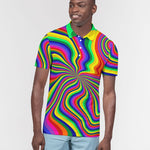 Neon Pour Rainbow Swirl Men's Slim Fit Short Sleeve Polo