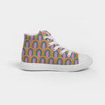 Groovy Summer Rainbows Kids Hightop Canvas Shoes