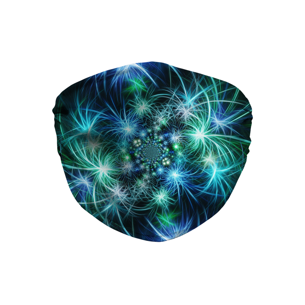 Fractal Green Fireworks Face Mask - Mind Gone