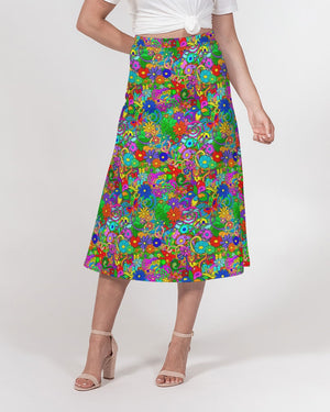 Flower Power Hippie Women's A-Line Midi Skirt