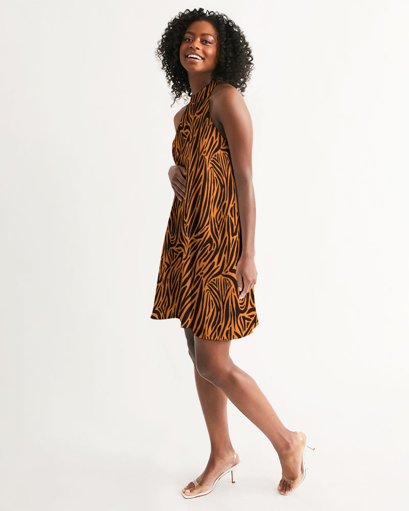 Tiger Stripe Women's Halter Dress