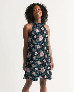 Cherry Blossoms Flowers Women's Halter Dress