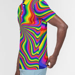 Neon Pour Rainbow Swirl Men's Slim Fit Short Sleeve Polo