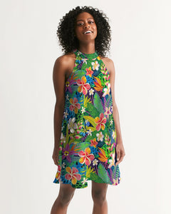 Tropical Floral Women's Halter Dress