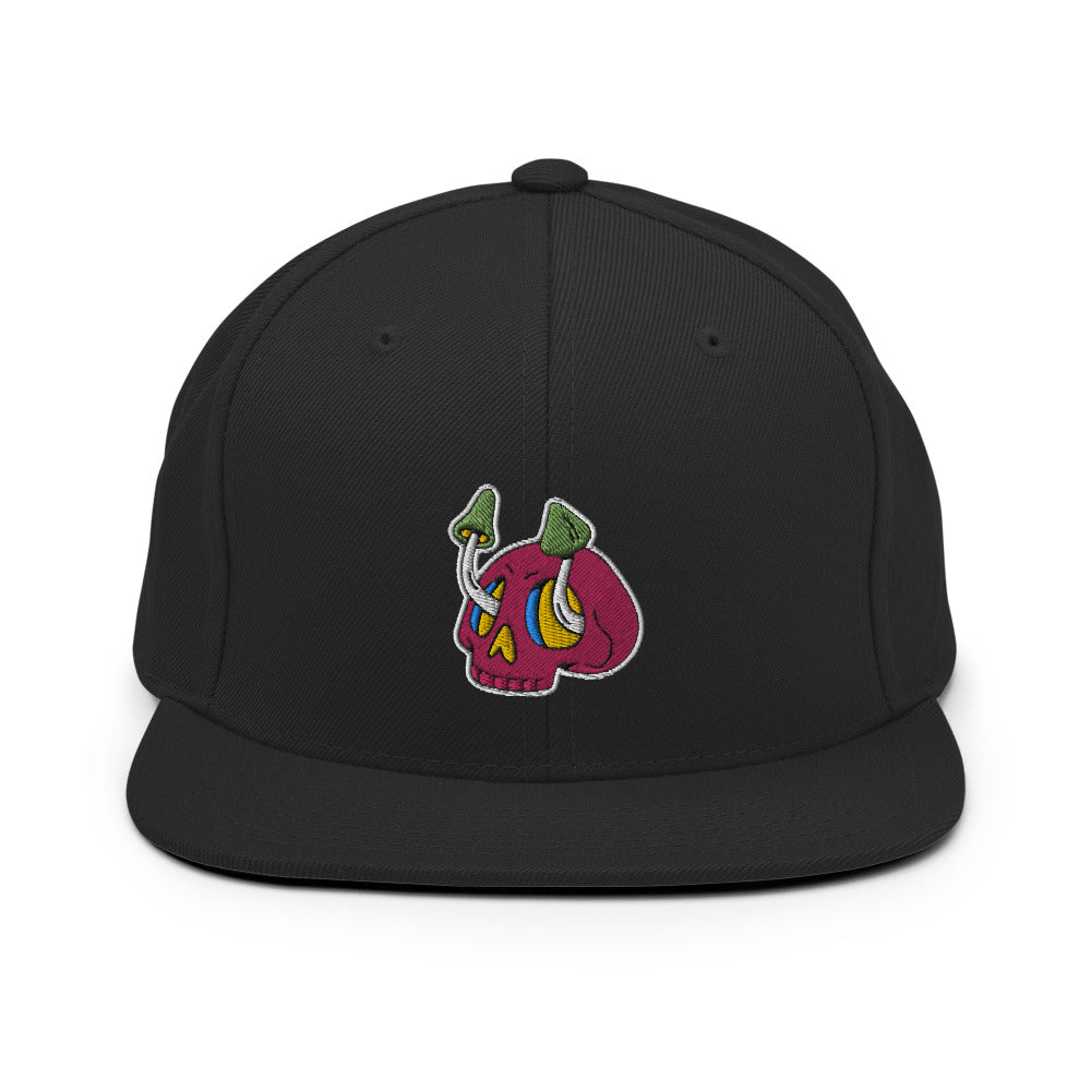 Skully Mushroom Trip Embroidered Snapback Hat