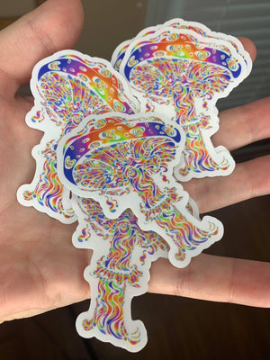 Psychedelic Magic Mushroom Clear Sticker