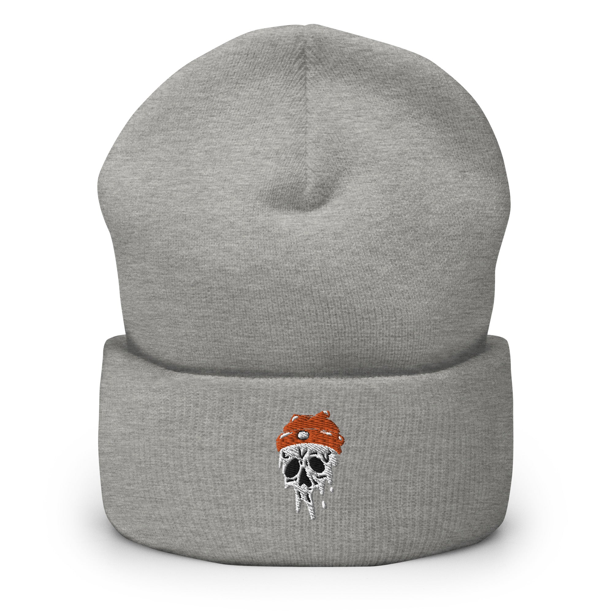 Melting Skull Embroidered Cuffed Beanie