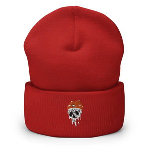 Melting Skull Embroidered Cuffed Beanie