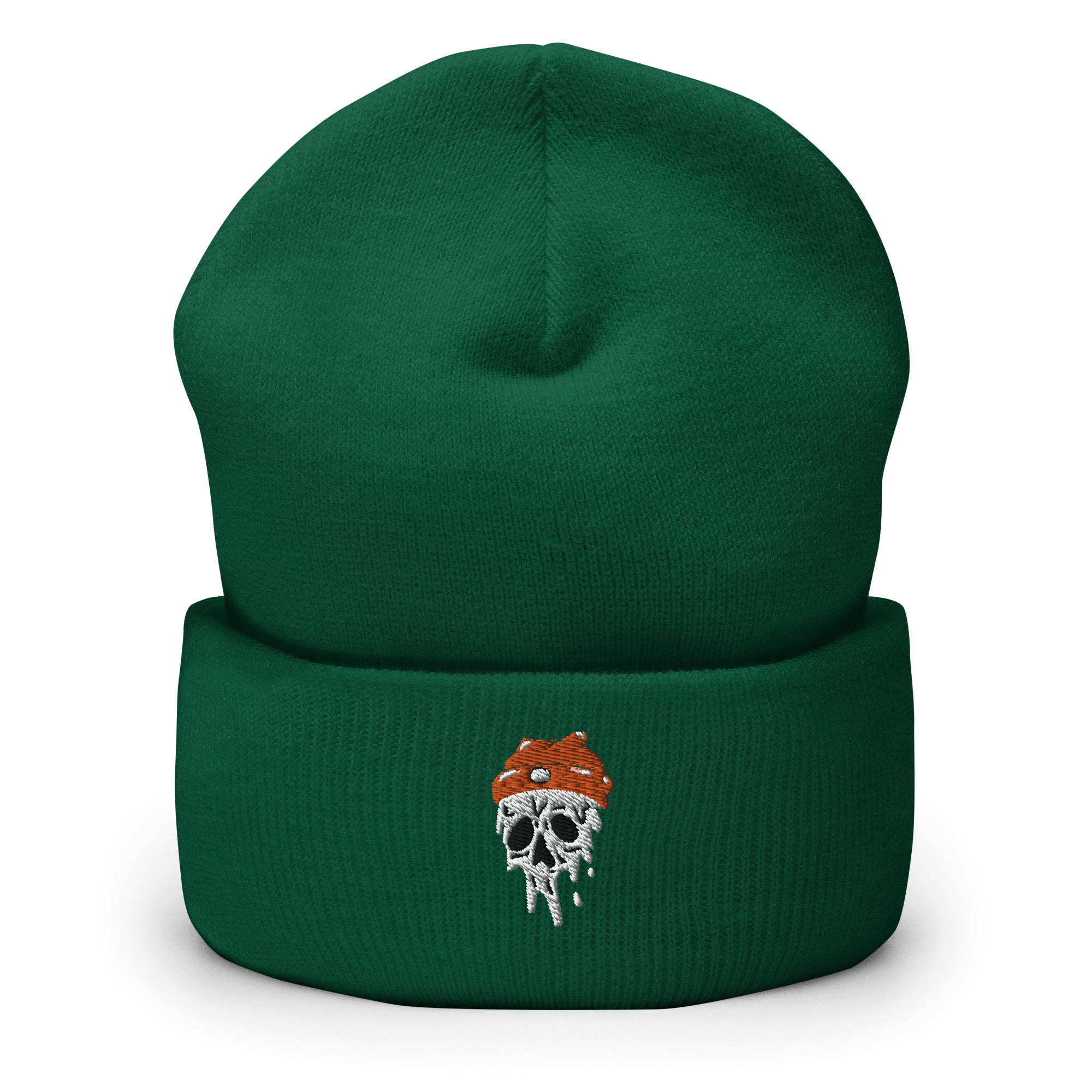 Melting Skull Embroidered Cuffed Beanie