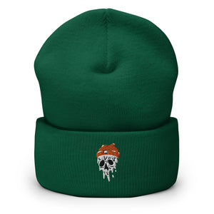 Melting Skull Embroidered Cuffed Beanie