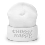 Choose Happy Embroidered Cuffed Beanie