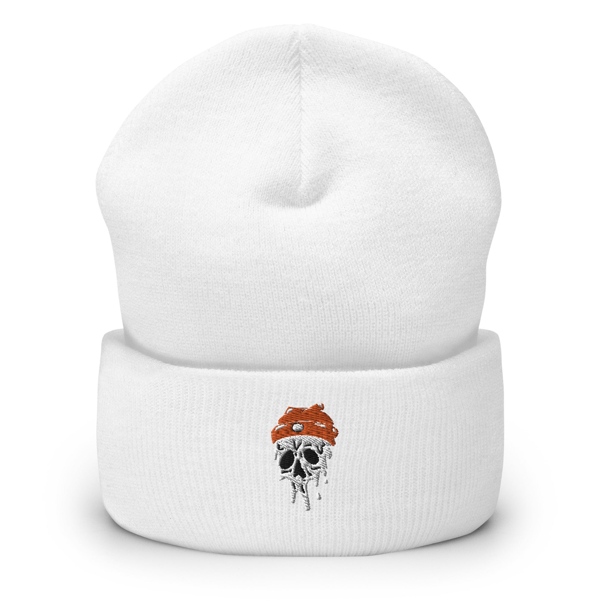 Melting Skull Embroidered Cuffed Beanie