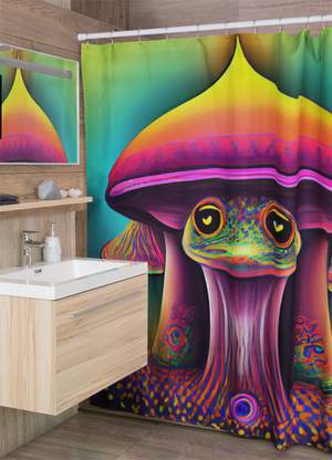 Cute Mushroom Frogcore Shower Curtain