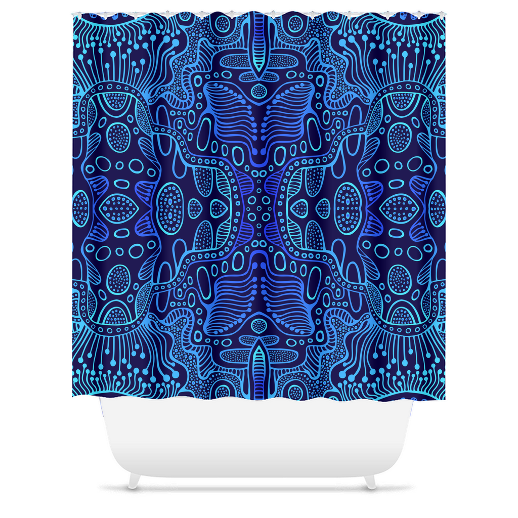 Blue Psychedelic Trance Shower Curtain