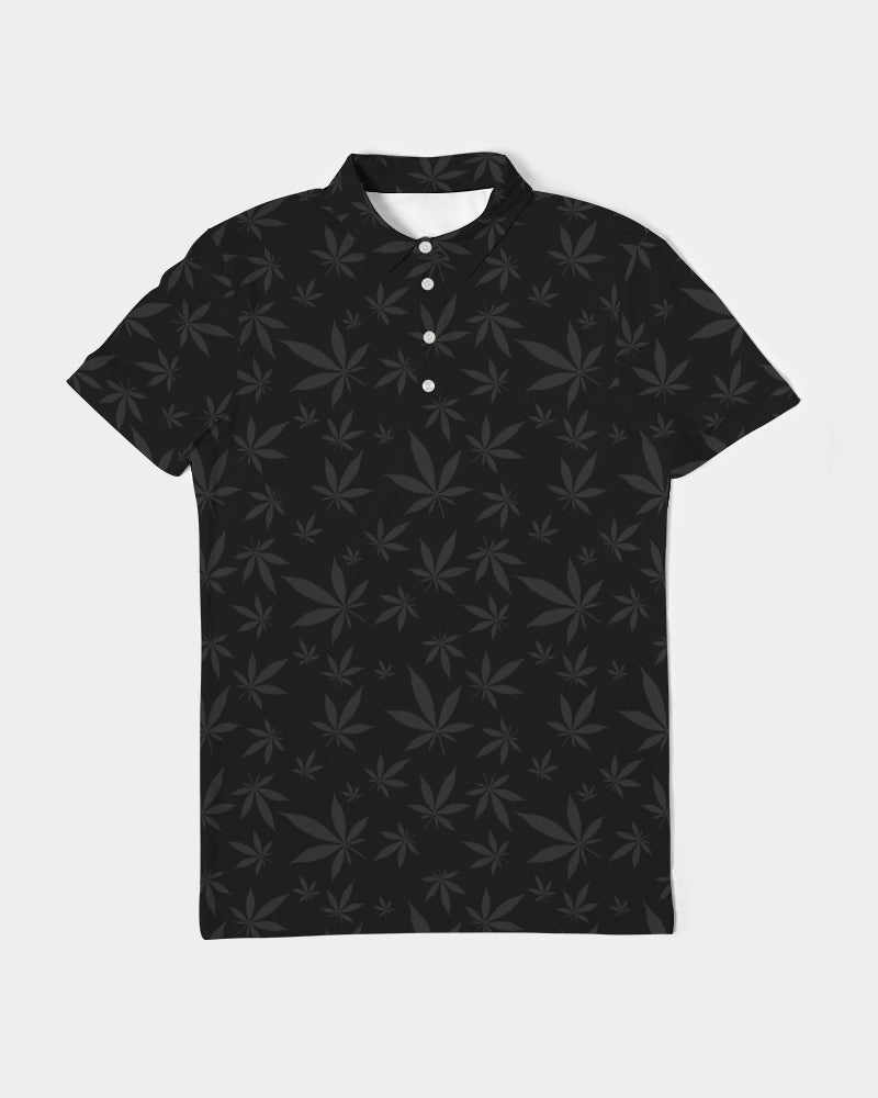 Stoner Marijuana Cannabis Leaves Men's Slim Fit Short Sleeve Polo