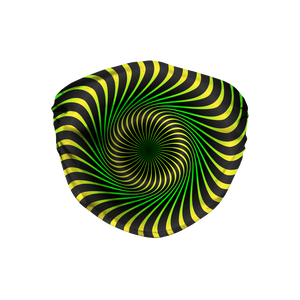 Psychedelic Green Black Circle Face Mask - Trippy Vortex Festival - Mind Gone