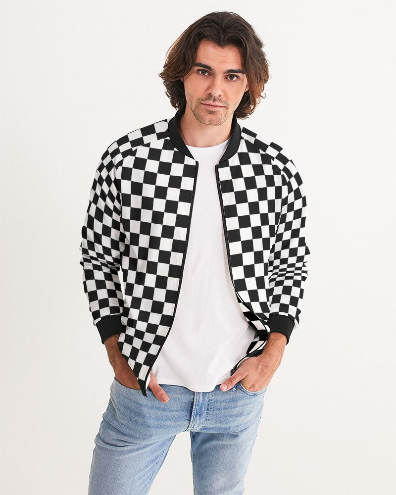 Checkered Black White Men's Bomber Jacket