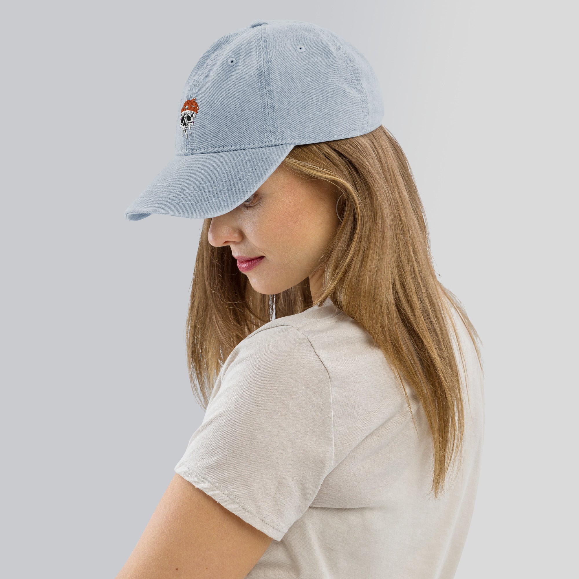 Dripping Melted Skull Denim Hat