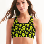 Drippy Melting Smiley Faces Aesthetic Women's Seamless Sports Bra