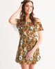 Retro Flower Power Women's Off-Shoulder Dress