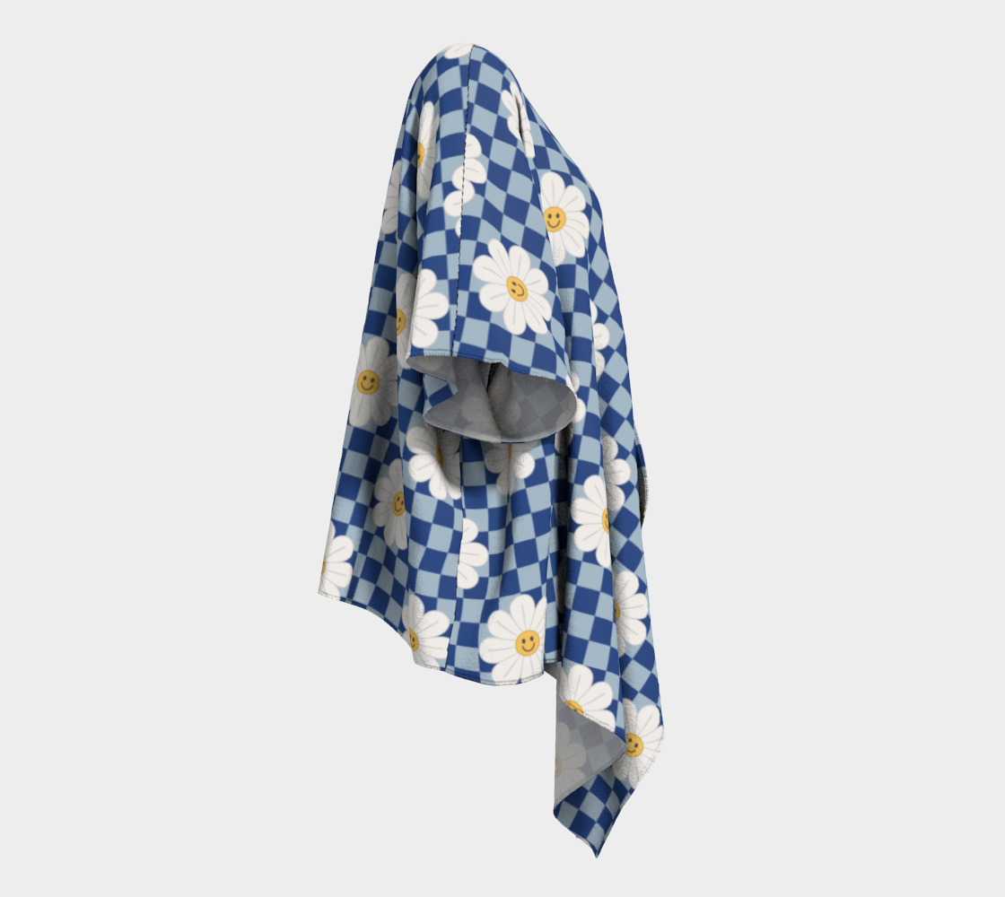 Happy Flowers Checker Draped Kimono